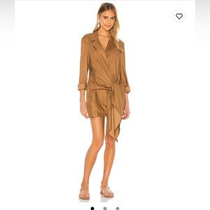 L'Academie The Snoh Mini Dress in Tiramisu Brown NWT